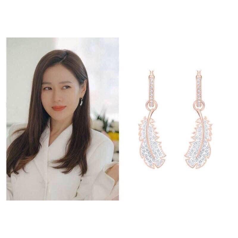 Hoa tai Swarovski hoạ tiết Lông vũ