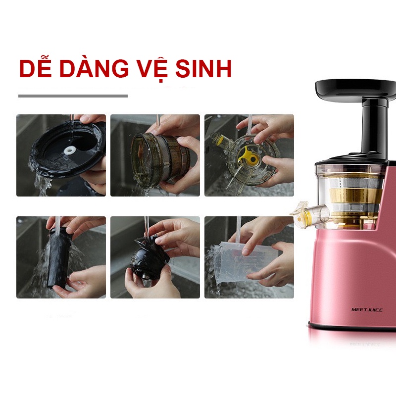 MÁY ÉP TRÁI CÂY, Máy ép chậm MEET JUICE, 150W - ép hoa quả kiệt bã, tặng 2 cốc đựng - BẢO HÀNH 12 THÁNG [MS001]