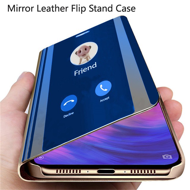 Bao da Xiaomi  MI 8 6X 9 SE MAX 3 POCO F1 ốp Clear Mirror View Flip vỏ Leather Case Stand holder Hard shell Cover