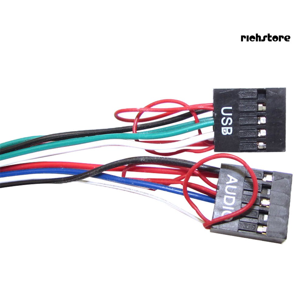 EJ_6.8cm PC Computer Case Front Dual USB Audio Port Panel Mic Earphone Jack Cable