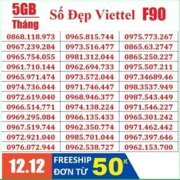 Sim Viettel F90 Chọn Số Đẹp - Gọi Tẹt Ga, Giá Siêu Rẻ