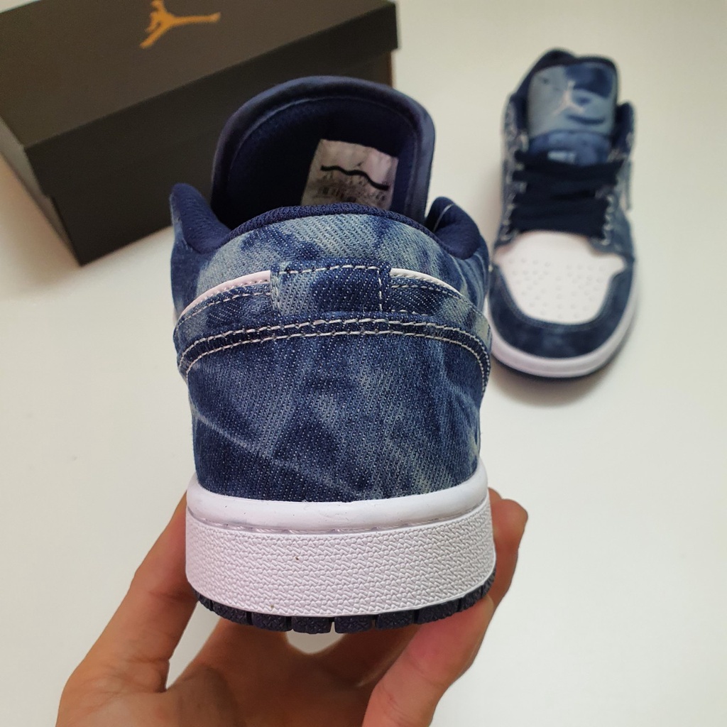 ✔️Giày Jordan 1 Low Xanh Bò Washed Denim Fullbox Cao Cấp Fullbox, Giày thể thao jordan 1 cổ thấp chất liệu chính vải bò