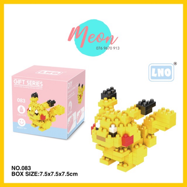 Mini Block | Đồ chơi xếp hình | - pikachu Size S - (135+pcs)