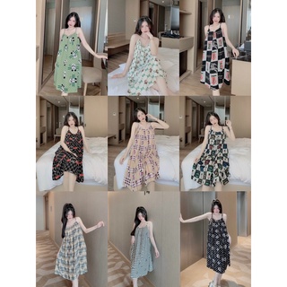 Váy Ngủ 2 Dây Lụa Dài Maxi Qua Đầu Gối - Váy 2 Dây Lụa Mango Xinh Chảnh