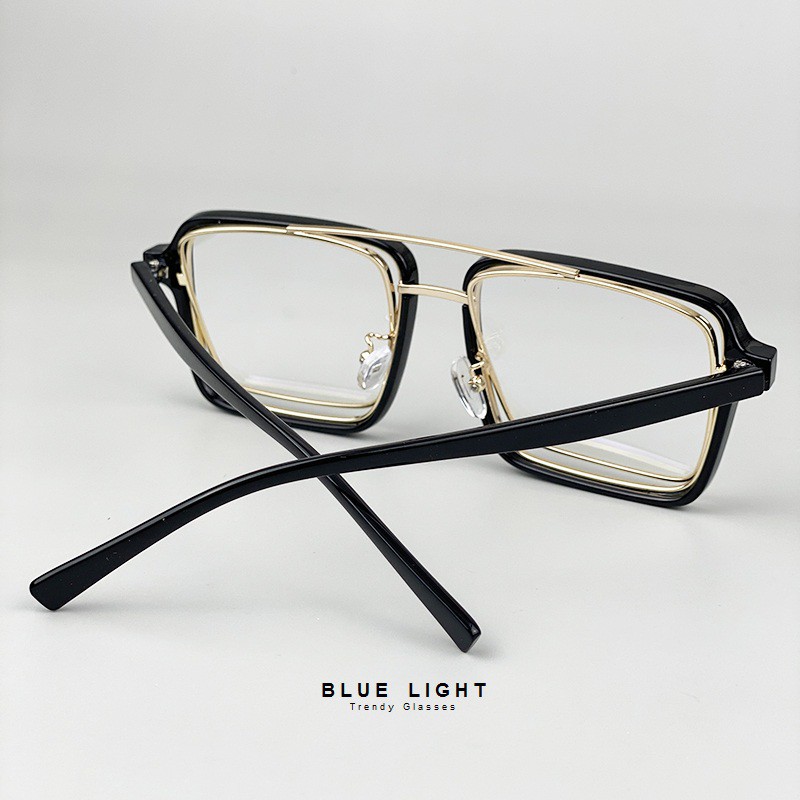Kính Giả Cận, Gọng Kính Cận Nam Nữ Mắt Vuông To Gọng Kép Đen Vàng, Trong Suốt Không Độ Hàn Quốc - BLUE LIGT SHOP | BigBuy360 - bigbuy360.vn