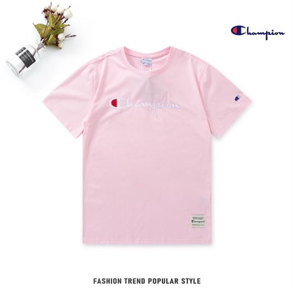 Áo Thun Cotton Ngắn Tay Thêu Chữ Champion Thời Trang Cho Nam Nữ