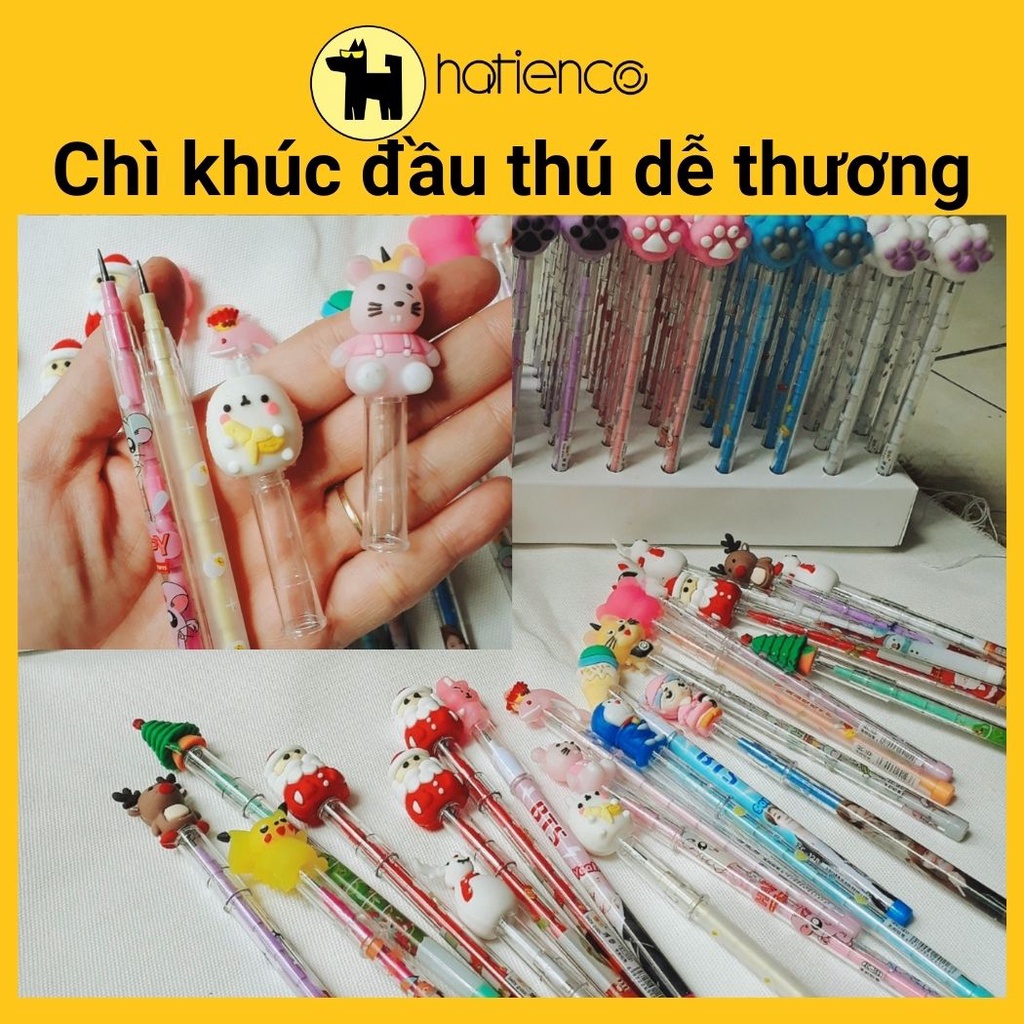 Bút chì khúc,viết chì khúc cho học sinh lớp 1 đầu thú, Noel dễ thương