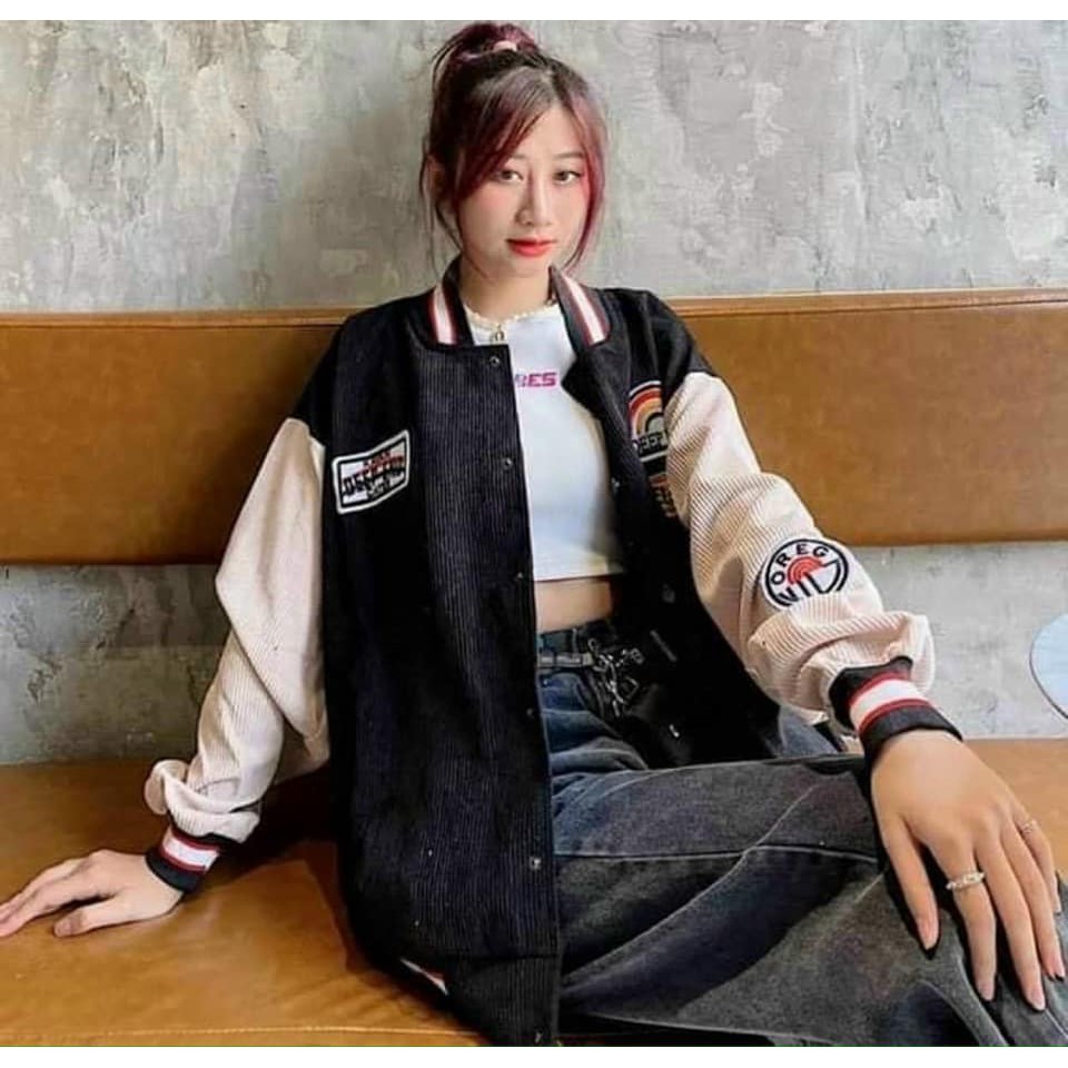 [Kèm hình thật] Áo khoác bomber nhung phối màu raplan siêu đẹp cryaotic10