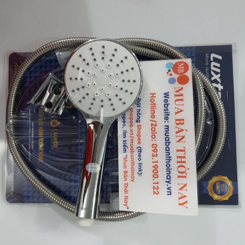 Bộ dây tay sen Luxta TX22, bát sen lớn, mạ crom sáng bóng,  dây 1.5m inox, Bảo Hành 01 Năm, Cam kết chính hãng