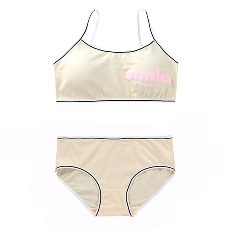 Youyo Set Đồ Lót 2 Món Áo Ngực Thể Thao In Chữ Cười Có Đệm Lót Có Thể Tháo Rời Cho Thanh Thiếu Niên Hipster P