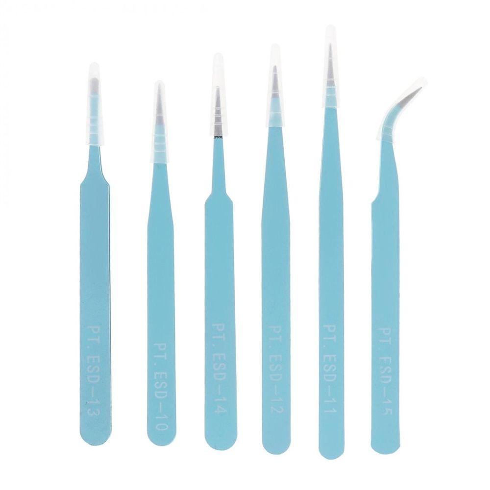 Bộ 6 Nhíp Chống Tĩnh Điện Dày 1.0mm|Nhíp Gắp Màu Sắc Chuyên Dụng Cho Làm Móng
