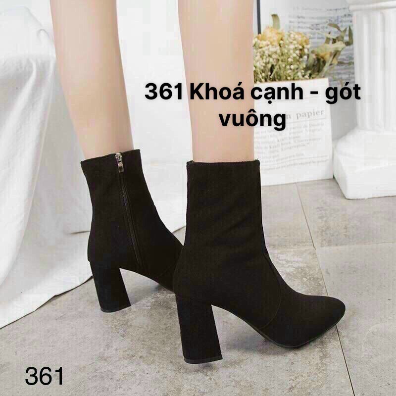BOOT NỮ GIẦY BỐT NỮ LỬNG CỔ CAO KHOÁ CẠNH 7 PHÂN CHẤT DA LỘN DÀY LOẠI ĐẸP 361 (BOOT THU CÓ LÓT LÔNG)