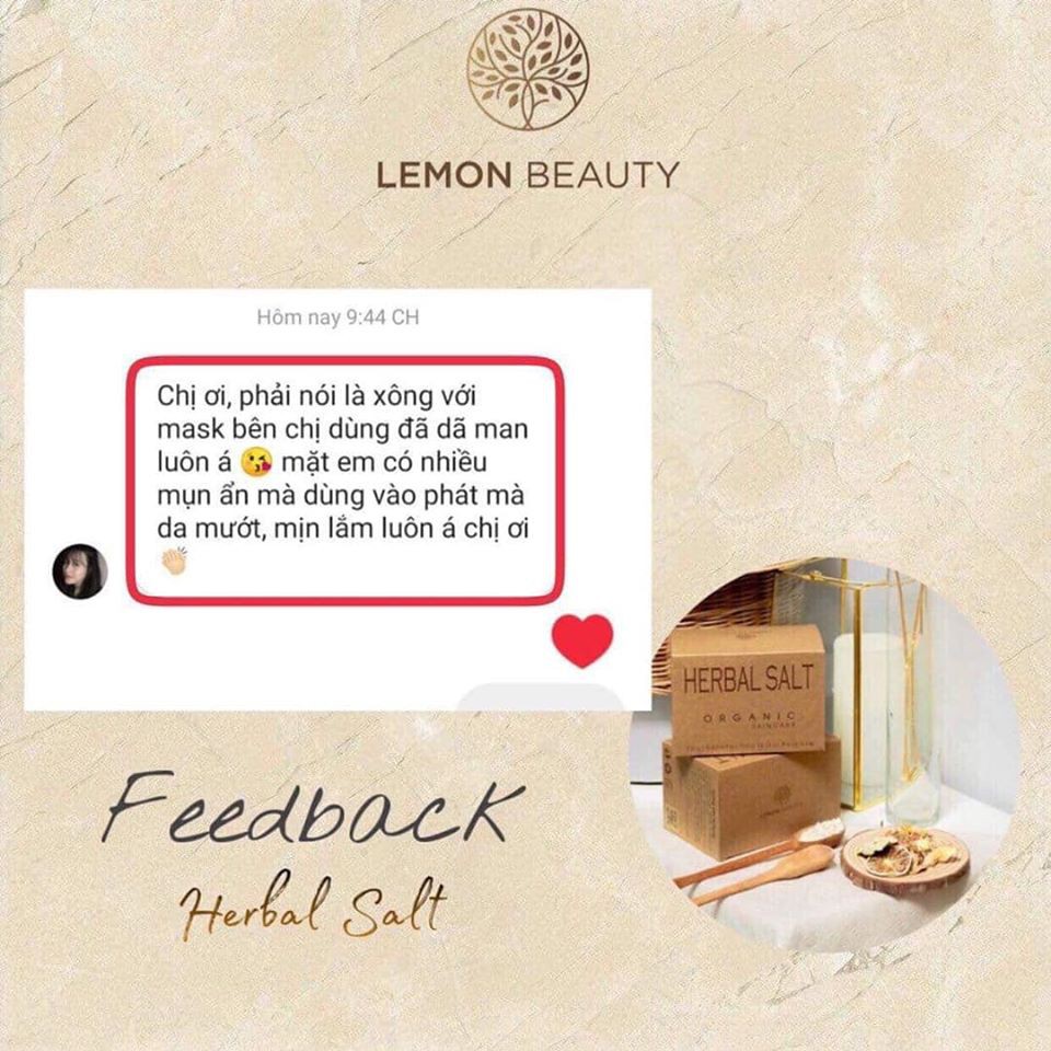 Thảo dược xông mặt thải độc muối hồng Himalaya - Herbal Salt làm sạch da Lemon Beauty (set 8 gói, kèm quà)8