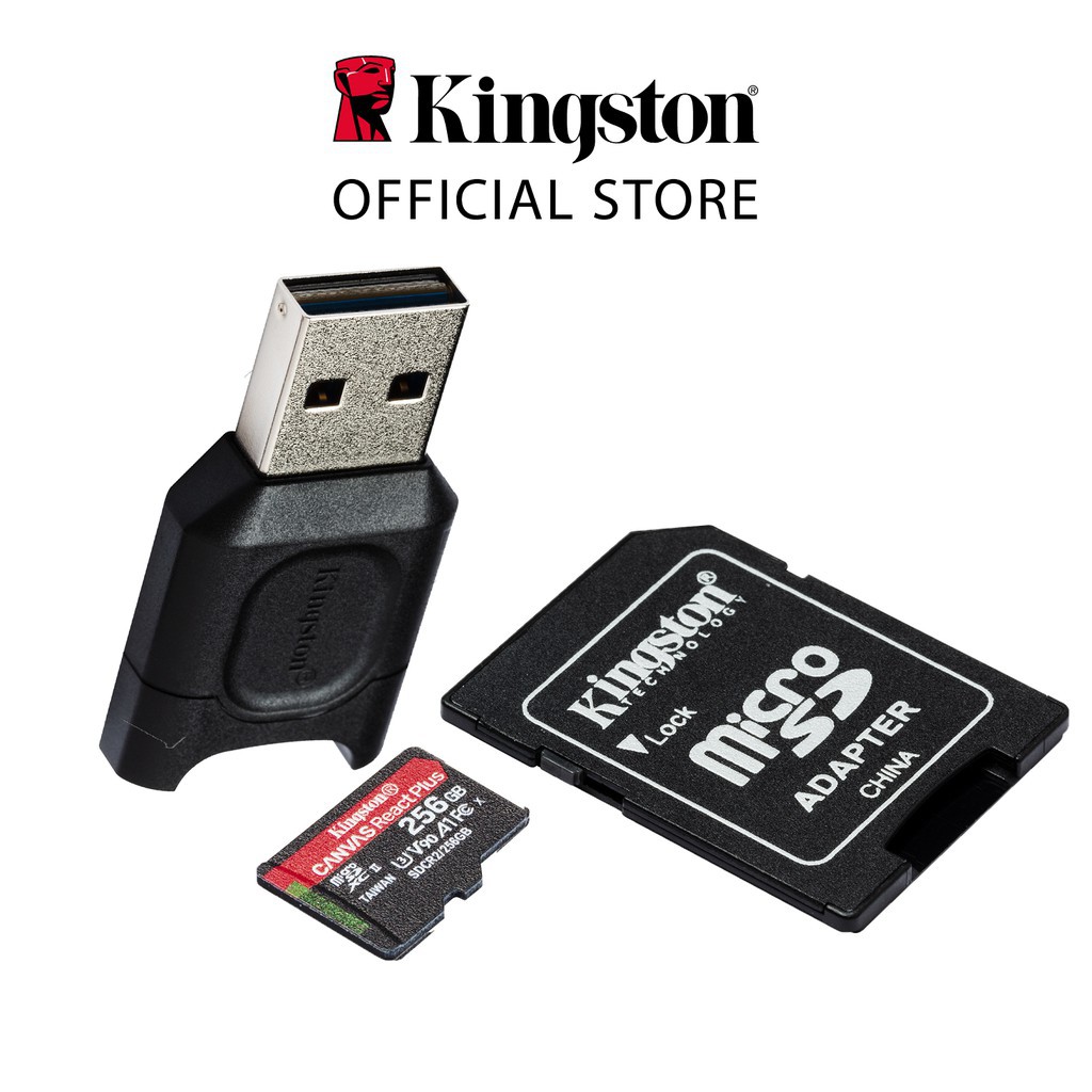 Thẻ nhớ micSDXC Kingston Canvas React Plus V90 cho quay video UHS-II 4K/8K, Flycam HD MLPMR2/256GB