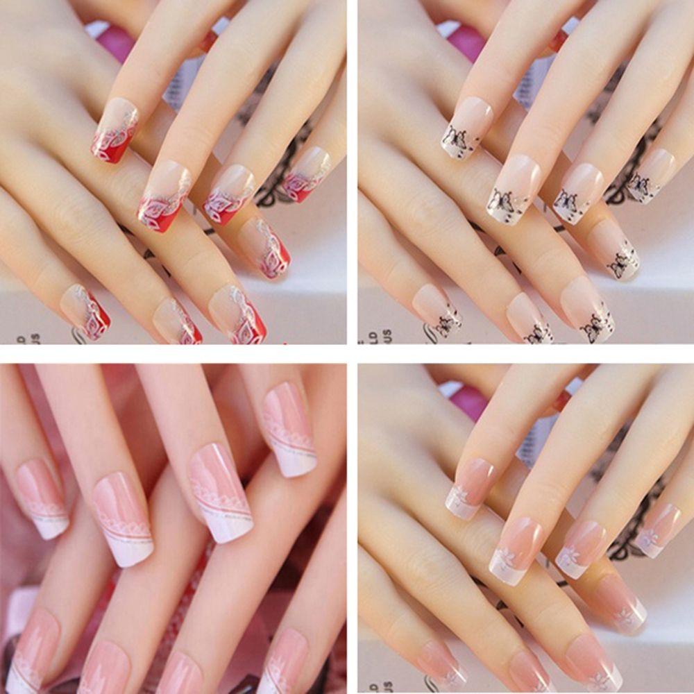 Set 24 Móng Tay Giả Acrylic Thời Trang Kiểu Pháp