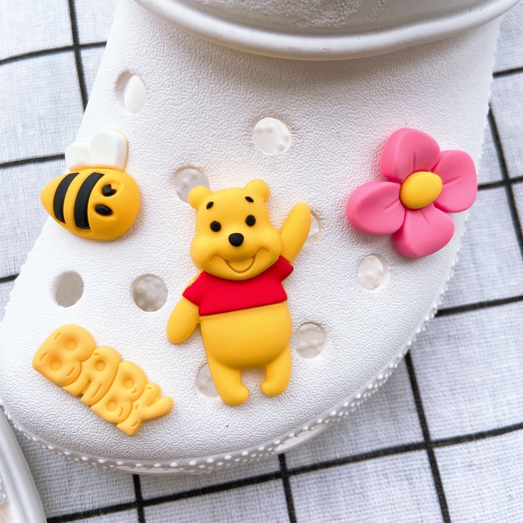 Sticker crocs Shoe Decoration for crocs đế caoSet 7 Phụ Kiện Nút Gắn Giày Thời Trang#Gấu Winnie Loạt Disney