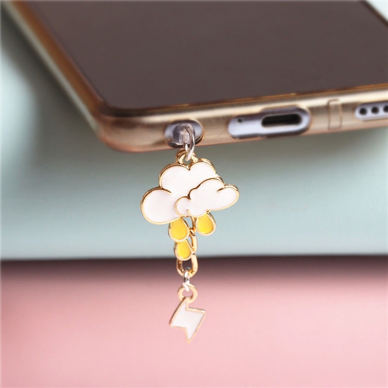 Nút Bịt Chống Bụi Chống Bụi Hình Đám Mây Mưa Cho Cổng Sạc Điện Thoại Di Động