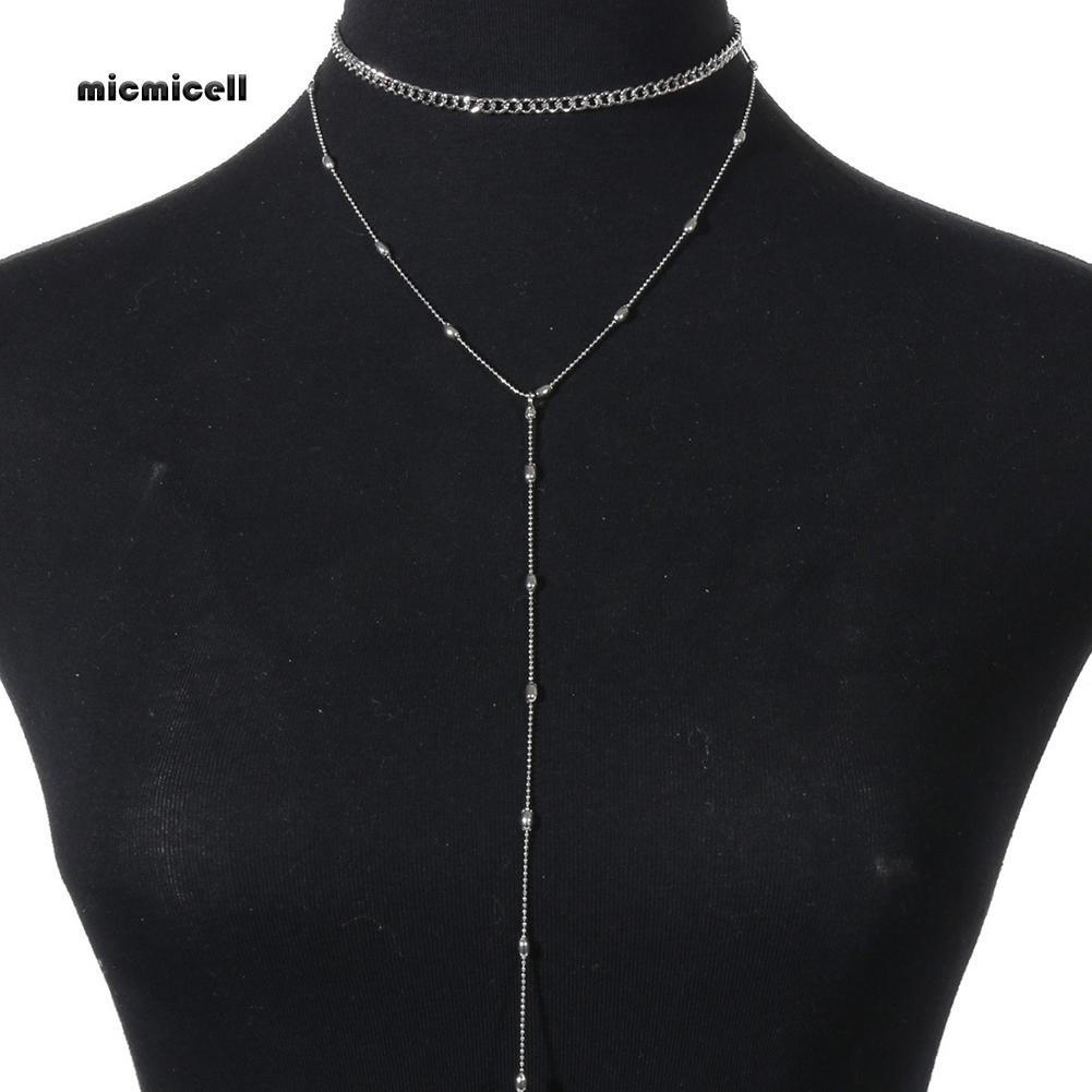 Dây chuyền Choker chuỗi dài đính hạt thời trang nữ tính quyến rũ