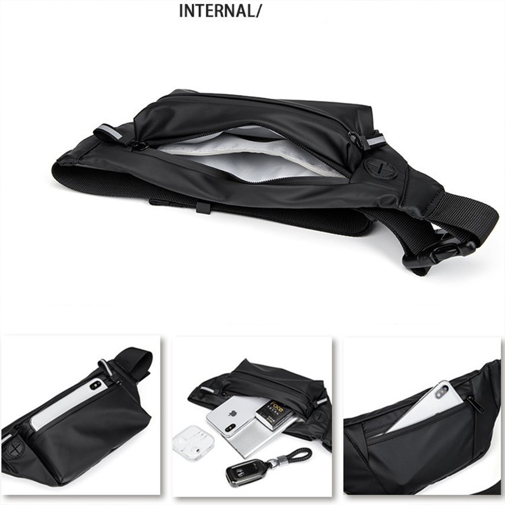 Túi Đeo Chéo Nam Nữ Unisex Thời Trang Chống Nước Vải Đen Túi Bao Tử Trượt Nước Đeo Hông Lưng Bụng Basic | BigBuy360 - bigbuy360.vn