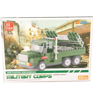 đồ chơi xếp hình, ráp hình xe quân sự 237 miếng ráp đẹp sắc nét như Lego. 23016
