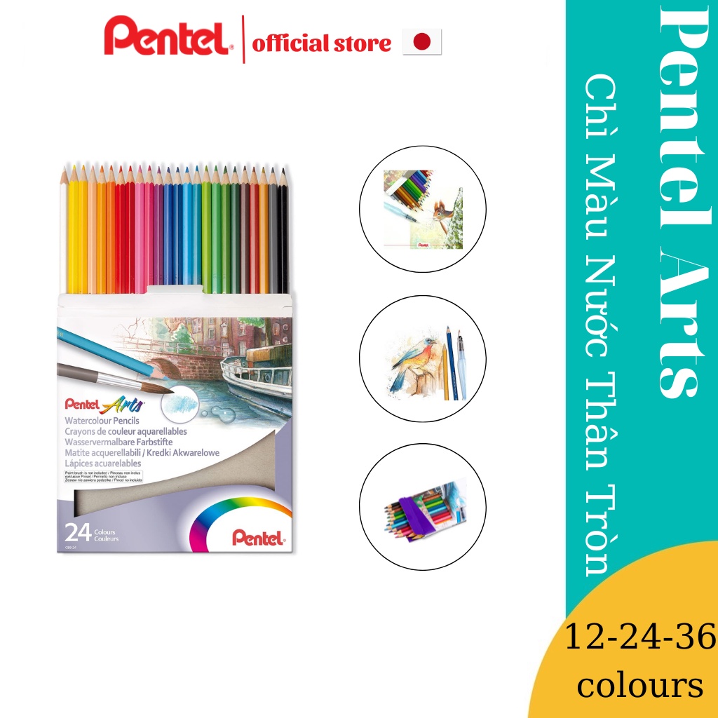 Bút Chì Màu Nước CAO CẤP PENTEL CB9 | Chất Chì Mềm, Dễ Tán, Dễ Pha Trộn Màu