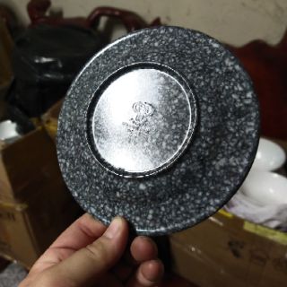 Combo 10 Dĩa lót chén Melamine kiểu vân đá, đen (DC 66)
