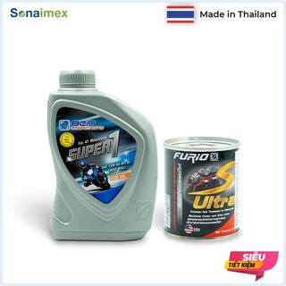 Combo Nhớt Xe Máy BCP Thái Lan 15W40 SL chai 800mL+Vệ Sinh Buồng Đốt Kim Phun S-Ultra 60ML