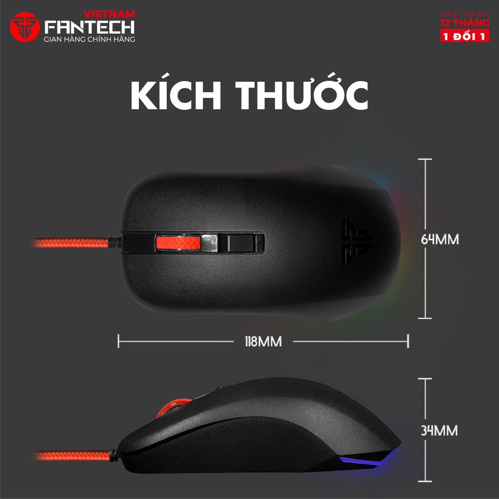 [Mã BMBAU50 giảm 7% đơn 99K] Chuột Gaming Có Dây Fantech G13 RHASTA II 2400DPI LED RGB 4 Phím - Chính Hãng