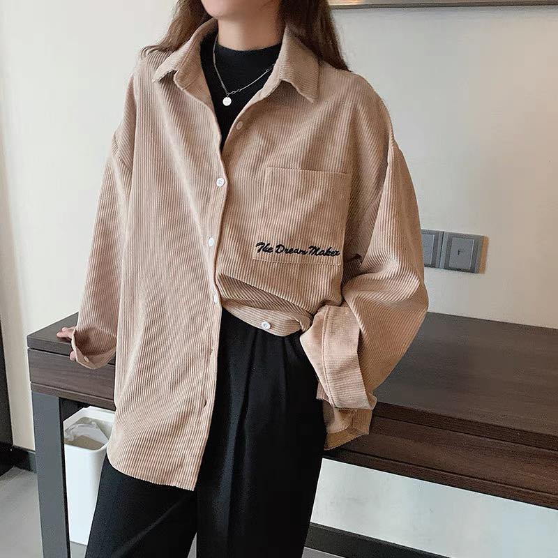 Áo sơ mi, áo khoác nhung form rộng Nam Nữ Unisex / Ulzzang - Gin store