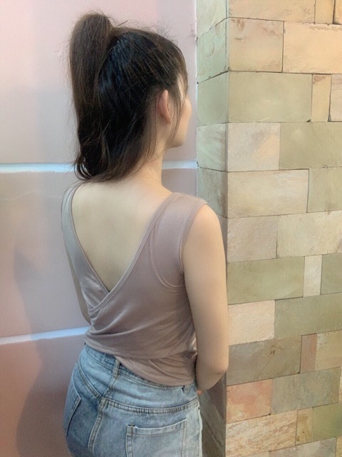 Áo kiểu hở lưng đắp chéo (có mút ngực)