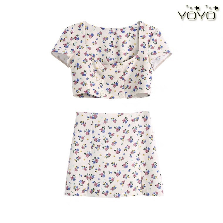 SET ÁO HOA CROPTOP CHÂN VÁY