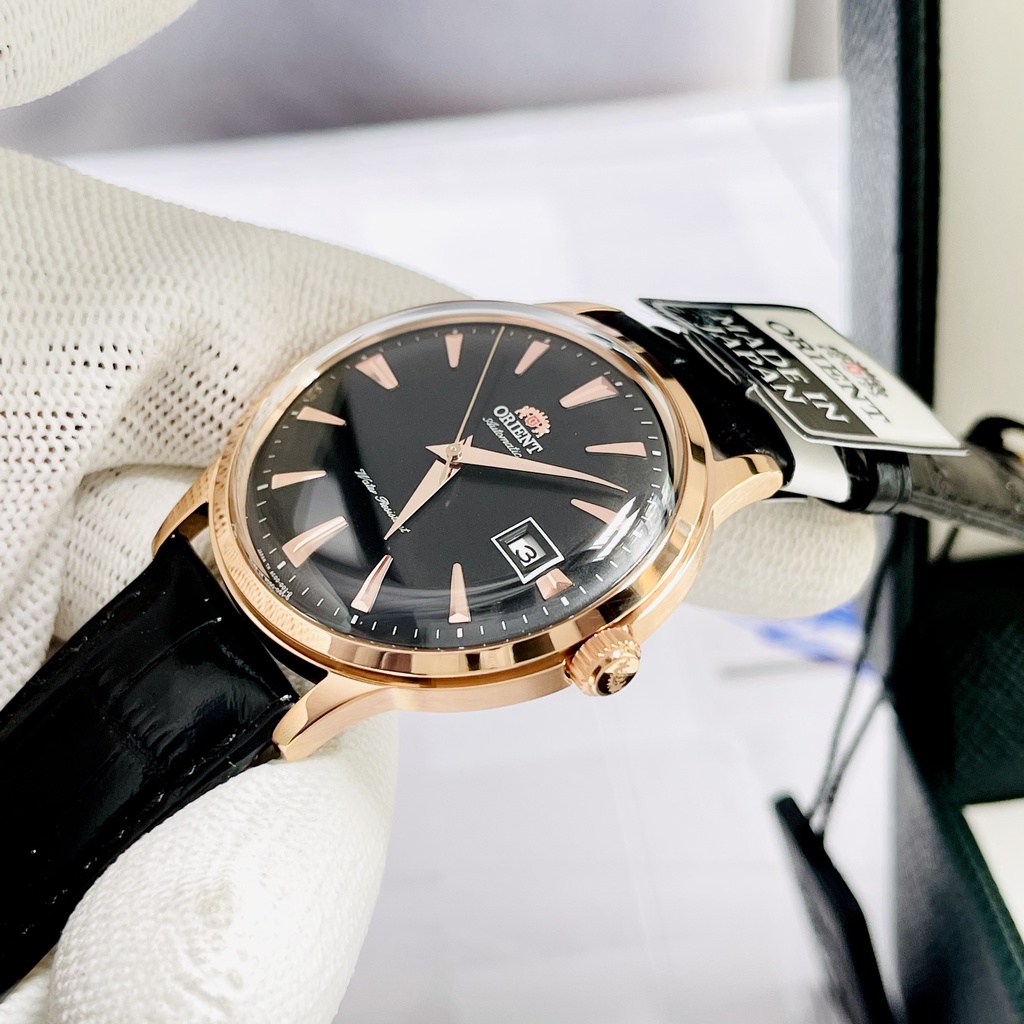 Đồng hồ nam dây da máy cơ cao cấp Orient Bambino V4 FAC08001T0 Mặt đen chống nước 3ATM Bảo hành 1 năm Hyma watch