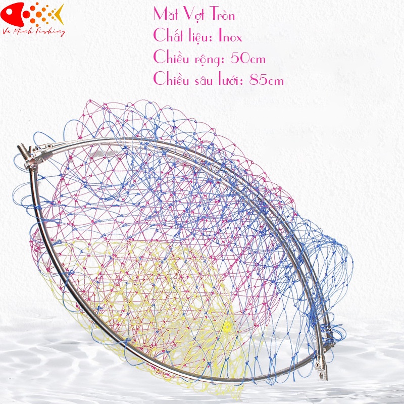 Vợt vớt Cá Inox Vành Tròn, Vành Tam Giác Đủ Size, Chất Liệu Inox Siêu Bền