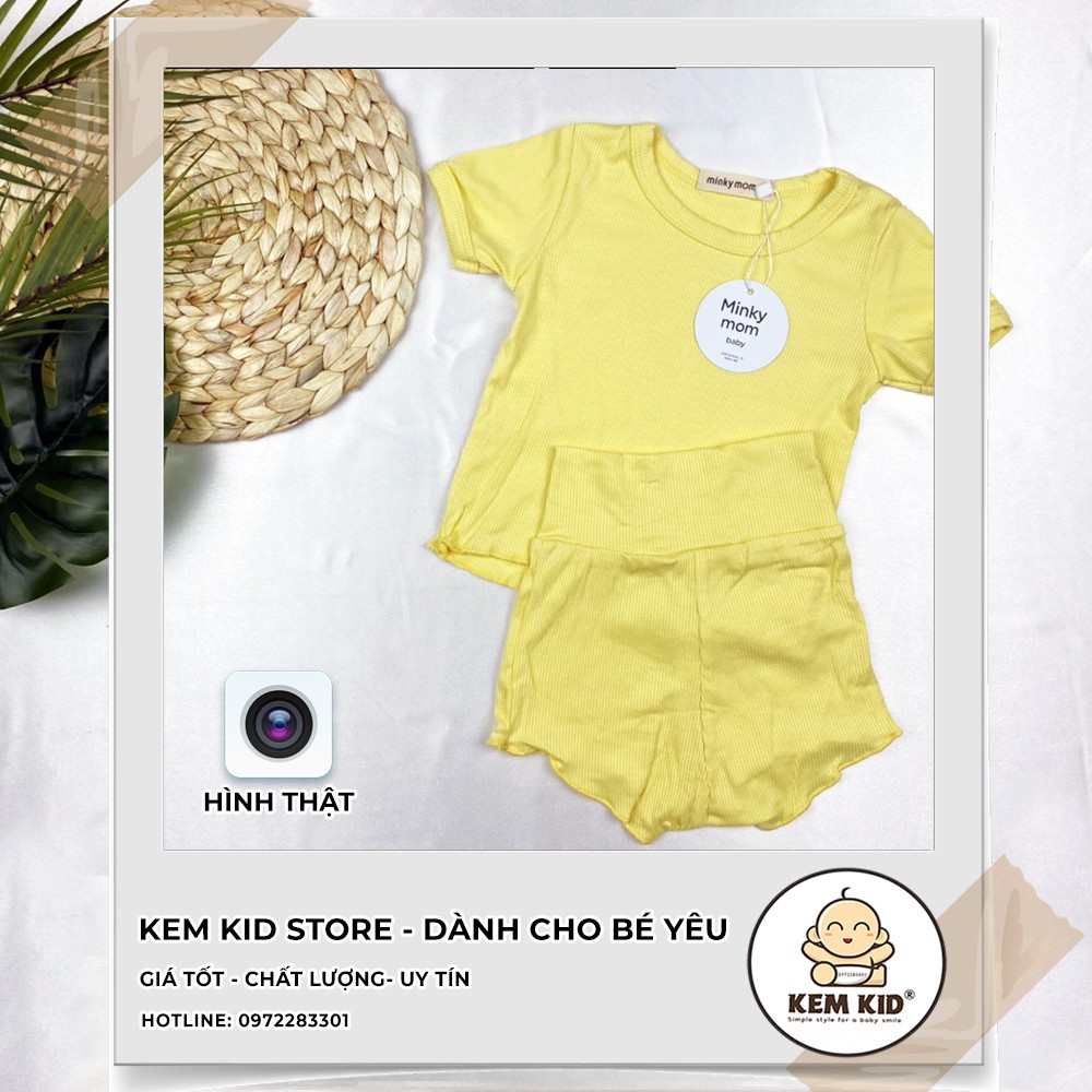 Bộ Minky Mom Thun Len Gân Chip, vải thun lạnh siêu mát, mềm mịn thấm hút mồ hôi cho bé