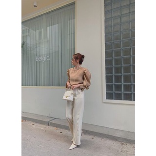 Áo lụa satin cổ tròn dài tay bồng SM-6316