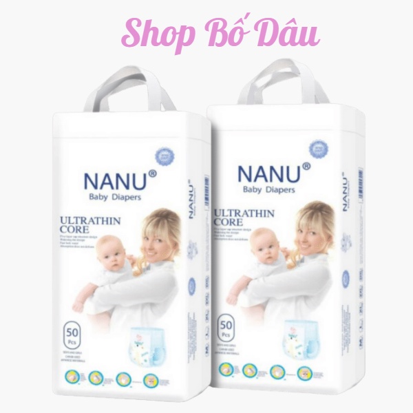 Bỉm quần Nanu baby ultrathin xuất Nhật size S/M/L/XL/XXL/XXXL, tã dán Nanu siêu mỏng mềm mịn cho bé bịch 100 miếng