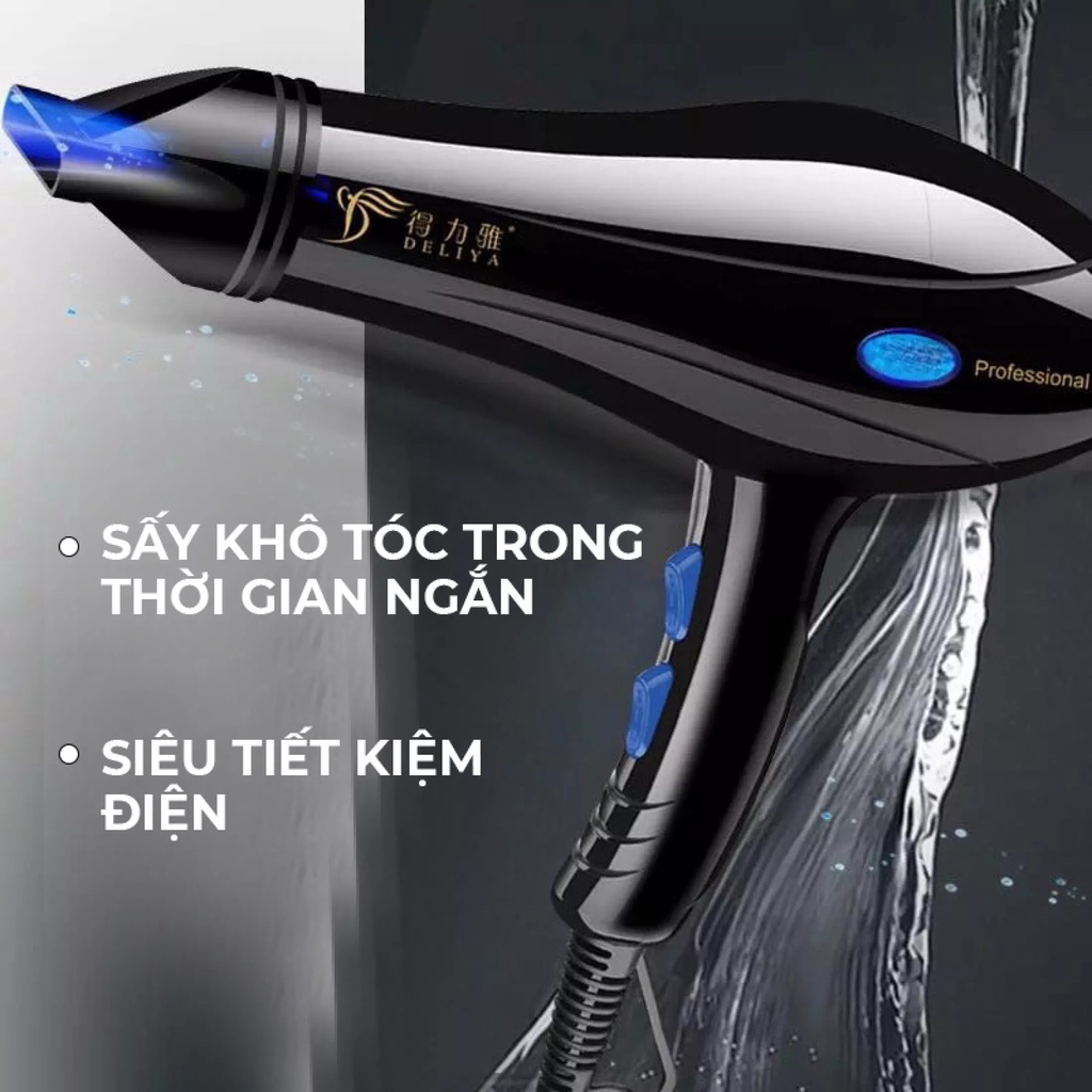 Máy sấy tóc tạo kiểu Deliya DLY-8020 công suất lớn 2200W, tặng 5 phụ kiện, Bảo hành 12 Tháng - XUKI MART
