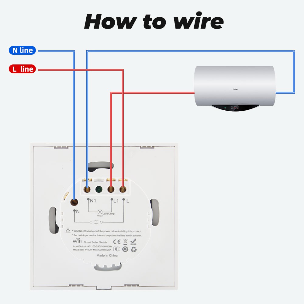 Điều khiển từ xa SMATRUL BẬT TẮT công tắc UK 20A WiFi cho máy nước nóng nồi hơi/ máy lạnh 4400W Tuya Smart Life