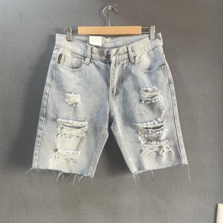 Quần Short Jean Nam màu xanh rách thời trang Muradfashion, Quần bò ngố nam không co giãn NT358 ! * !