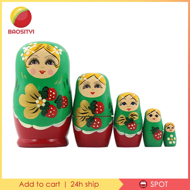 Set 5 mô hình búp bê đồ chơi Nga Matryoshka nhiều màu có thể lồng vào nhau