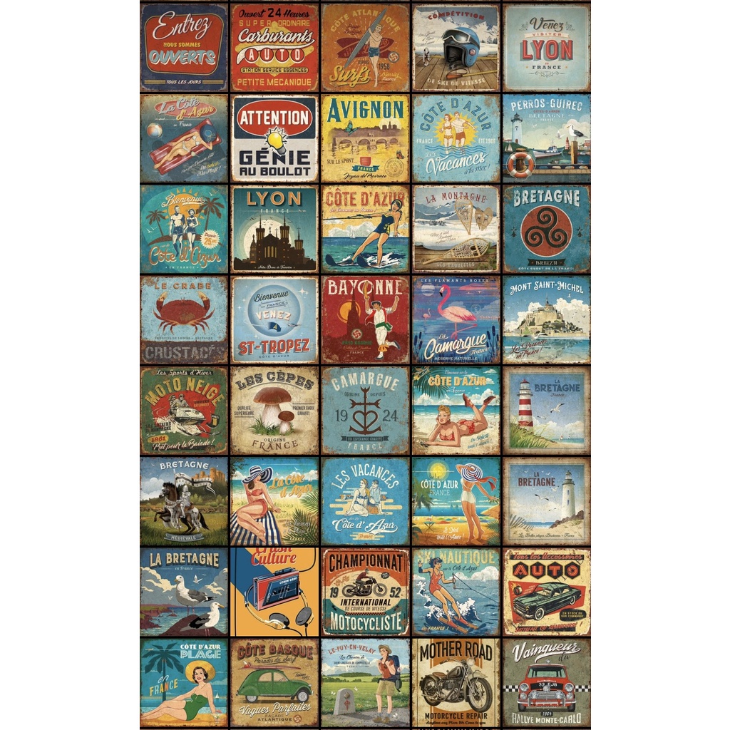 DECAL POSTER KHỔ VUÔNG DÁN TƯỜNG TRANG TRÍ CỬA HÀNG/CAFE CỔ ĐIỂN VINTAGE