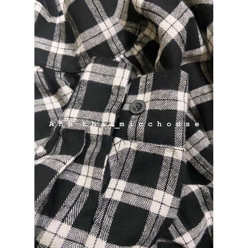 Order | Đầm caro dài tay dáng dài xếp ly