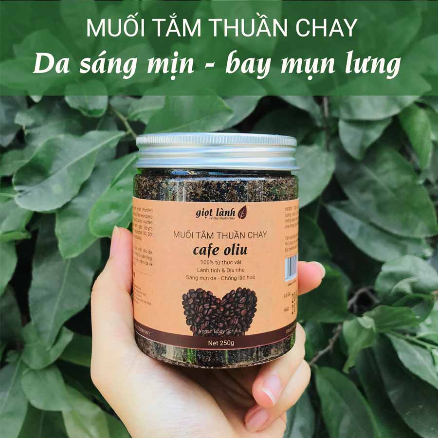 Muối tắm thiên nhiên Cafe Oliu - Tẩy tế bào chết, da sáng khỏe, mịn màng từ Thuần chay Giọt Lành