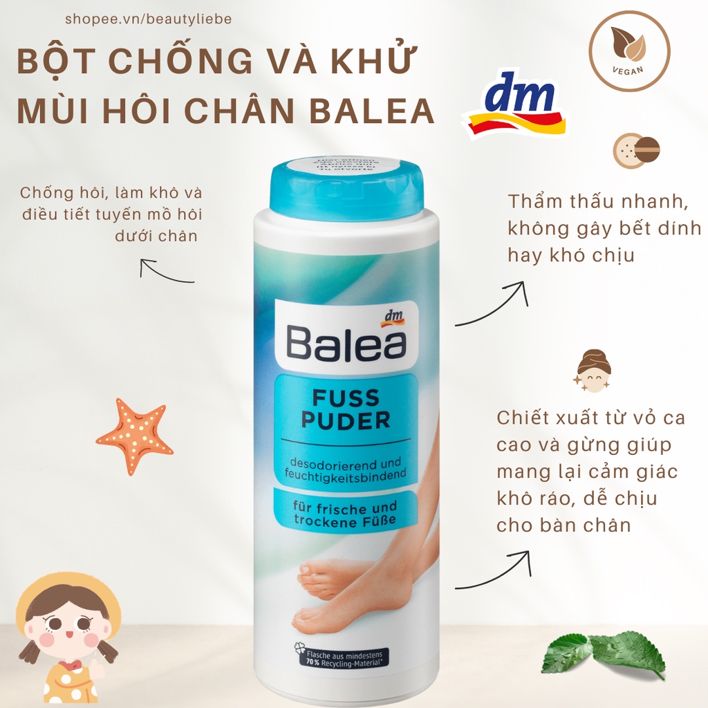 Bột chống và khử mùi hôi chân Balea 100g  Vị cứu tinh cho những ai bị mồ hôi chân