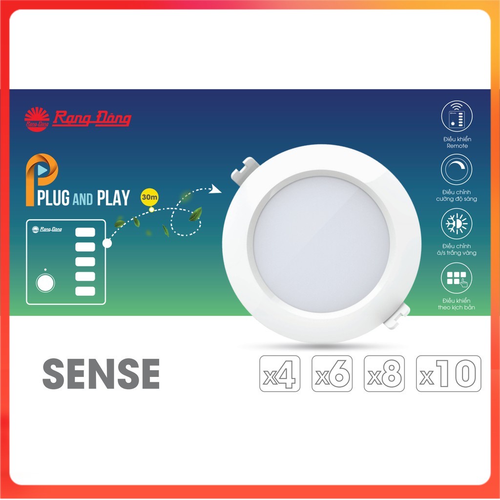 Combo chiếu sáng thông minh đèn Downlight AT16.RM 90/7W và 1 bảng điều khiển không dây