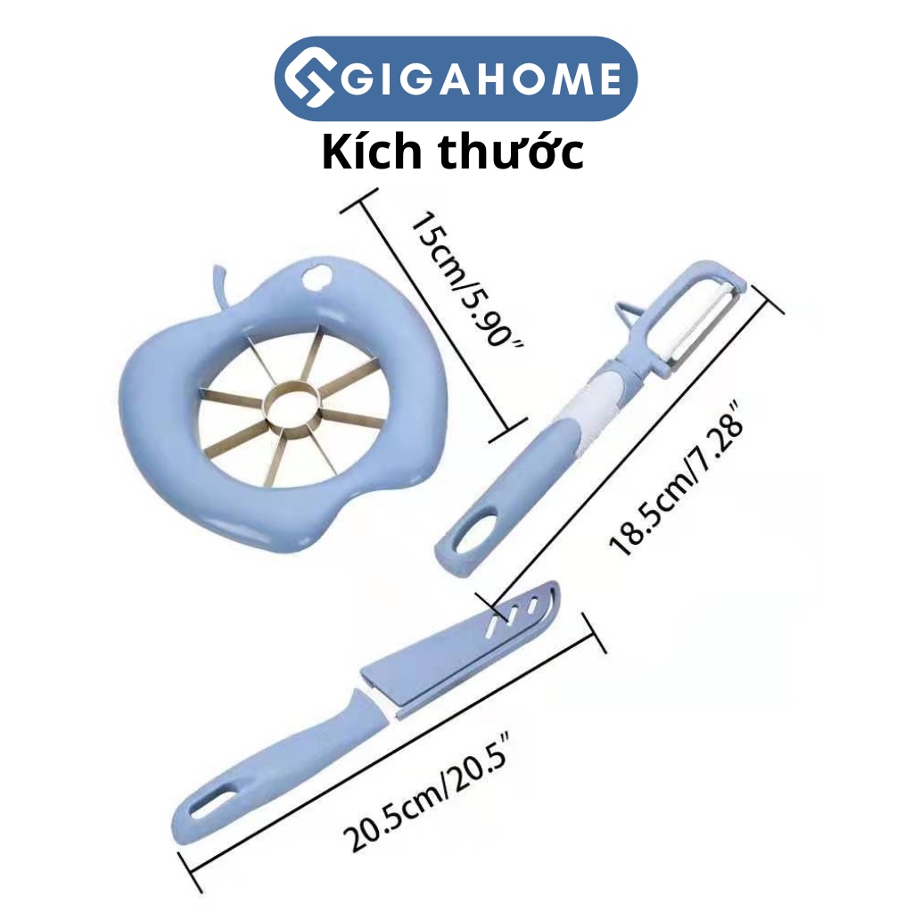 Bộ 3 Dao Nhà Bếp Cắt Gọt Trái Cây,  Bổ Táo Lê Thành 8 Miếng Tiện Lợi GIGAHOME 8762