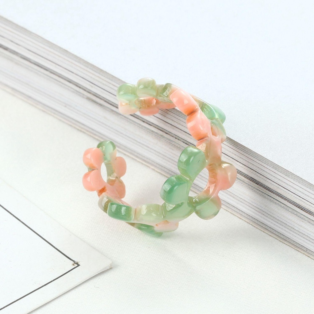 Osier1 Nhẫn Mở Acrylic Resin Hình Hoa Cổ Điển Thời Trang Cho Nữ