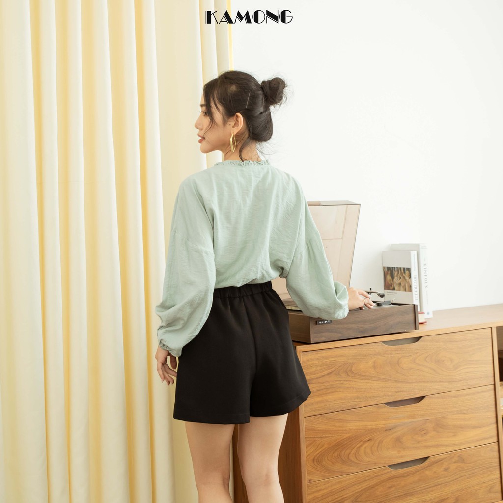 Quần short nữ lưng cao KAMONG dáng quần ống rộng Q002 | BigBuy360 - bigbuy360.vn