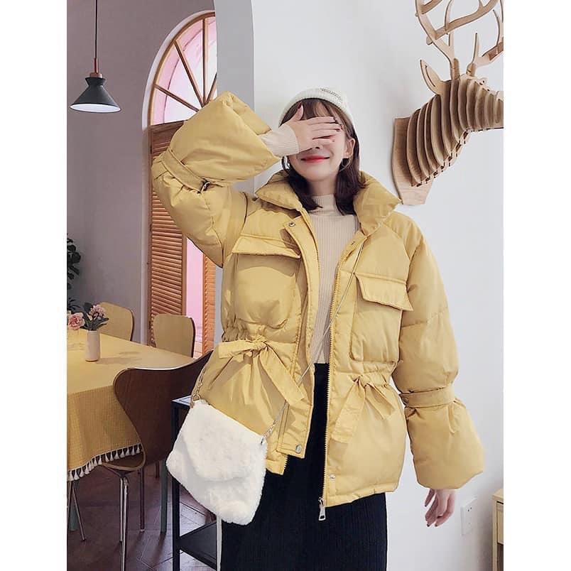 (MẪU MỚI) FREE SHIP Áo Khoác Phao Béo Nữ Chần Bông Ba Lớp SIêu Ấm Phối Túi Hộp Cực Thời Trang Trong Mùa Đông Lạnh Giá HH