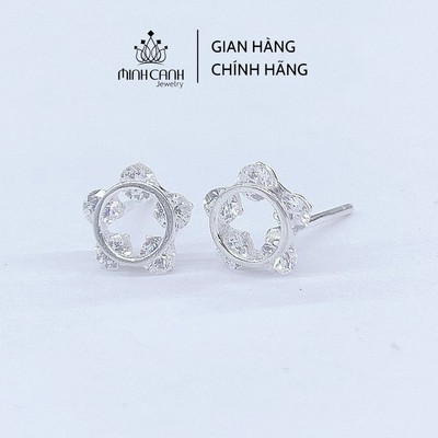 Bông Tai Bạc Đá Viền Tròn Hình Sao - Minh Canh Jewelry
